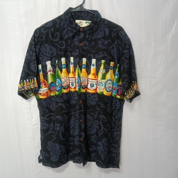 KOKO Island Men's Hawaiian Shirt Button Down Beers Medium - Picture 1 of 3